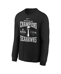 Nike Big Boys and Girls Black Seattle Seahawks Super Bowl Lx Champions Locker Room Trophy Collection Long Sleeve T-Shirt
