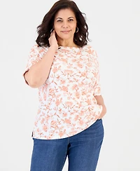 Style & Co Plus Cuffed Elbow-Sleeve Top, Macy's Exclusive