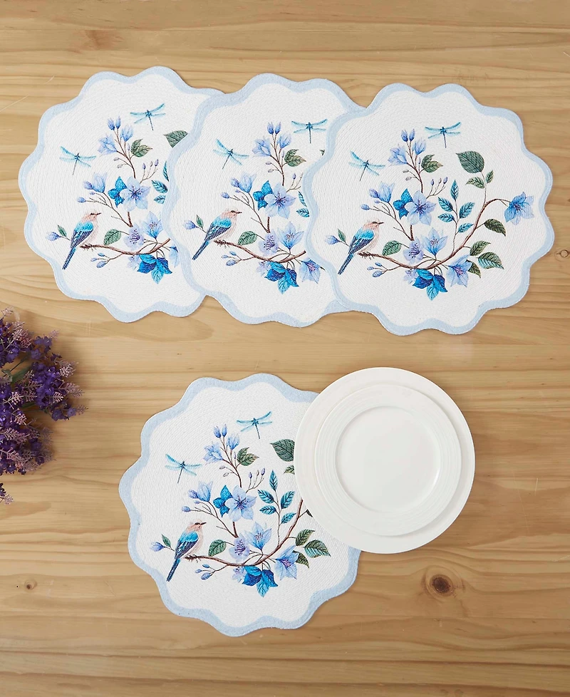 Avanti Bluebird Woven Braided Round Placemats, Set of 4