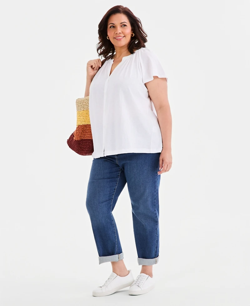 Style & Co Plus Flutter-Sleeve Top, Exclusively at Macy's