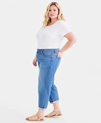Style & Co Plus Mid Rise 5 Pocket Relaxed Straight Jeans,