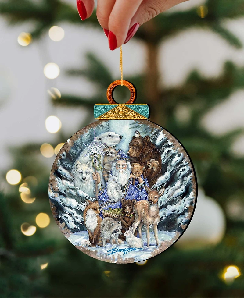 Designocracy Gather In Peace Father Winter Animals Holiday Ornaments, Set of 2