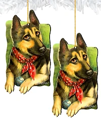 Designocracy Dog Training Pets Holiday Ornaments, Set of 2