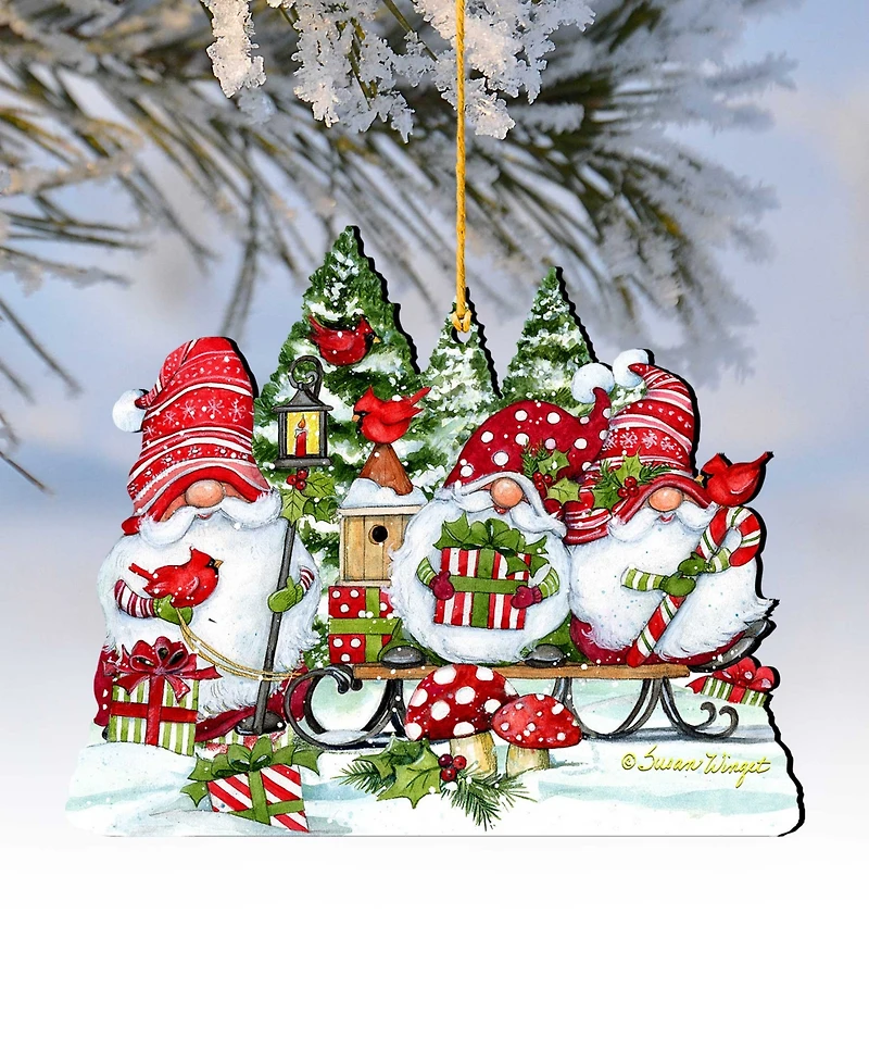 Designocracy Christmas Gnomes Holiday Ornaments, Set of 2