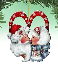 Designocracy Merry Kissmas, Holiday Ornaments, Set of 2