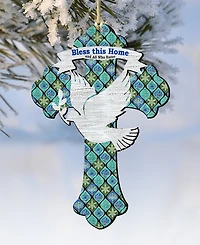 Designocracy Blessings Cross Holiday Ornaments, Set of 2
