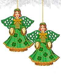 Designocracy Irish Angel Holiday Ornaments, Set of 2