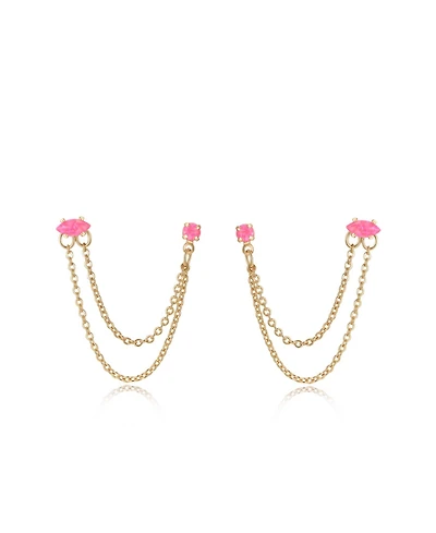 Ettika Double Piercing Chain Dangle Earrings