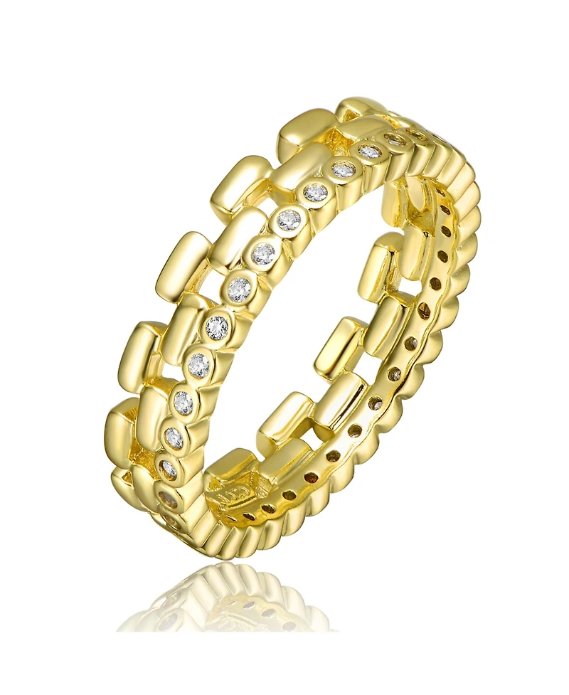 Chic 14K Gold Plated with Round Cubic Zirconia Geometric Stacking Ring