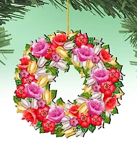 Designocracy Love You Flowers Wreath Holiday Ornaments, Set of 2