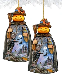 Designocracy Christmas Pumpkin Holiday Ornaments, Set of 2