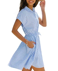 Cupshe Women's Can You Tell Striped Mini Beach Dress