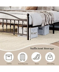 gaomon Metal Platform Bed Frame with Vintage Circular Headboard and Footboard, Heavy-Duty Iron Frame, No Box Spring Needed, Noise-Free Design