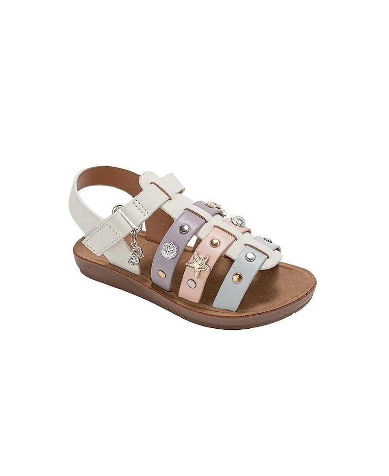 Bebe Big Girls Girl's Fashion Sandals – Dressy Shoes with Decorative Metal Charms