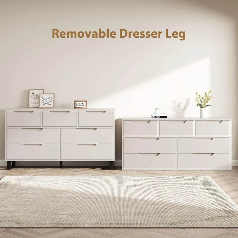 gaomon 7-Drawer Dresser for Bedroom, 55" Wide Freestanding Wooden Storage Chest for Living Room & Entryway