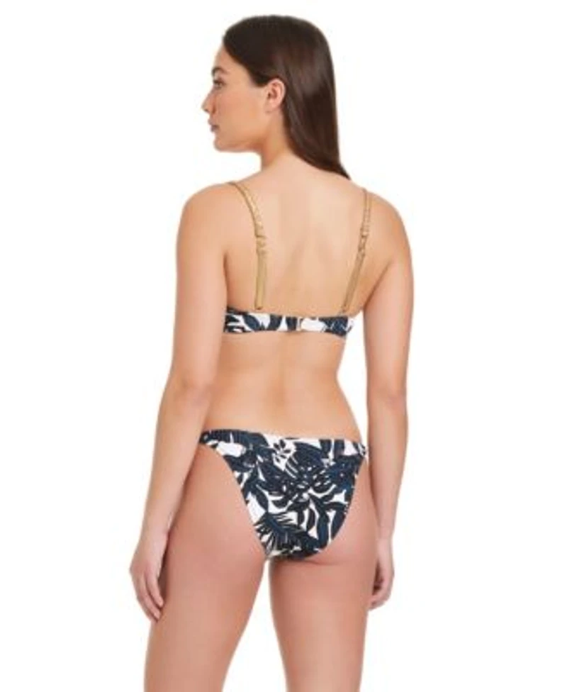 Red Carter Rich Famous Deep Scoop Bikini Top W Hardware Braided Straps Bottoms