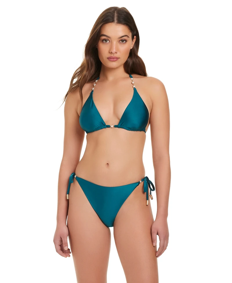 Red Carter Pearls Of Wisdom Classic Triangle Bikini Halter Bra