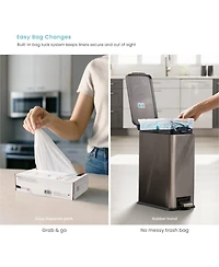 Home Zone Living 12 Gallon and 3 Gallon Slim Stainless Steel Trash Can Combo Set with Step Pedals and Soft Close Lids