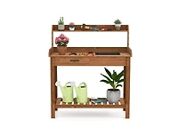 Slickblue Garden Workstation Table with Drawer and Storage Shelves