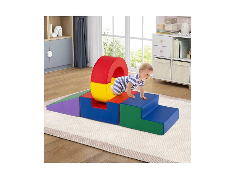 Slickblue 5-Piece Kids Foam Climbing Toys with Pu Leather Cover