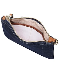True Religion Frayed Panel Denim Pouch Wristlet