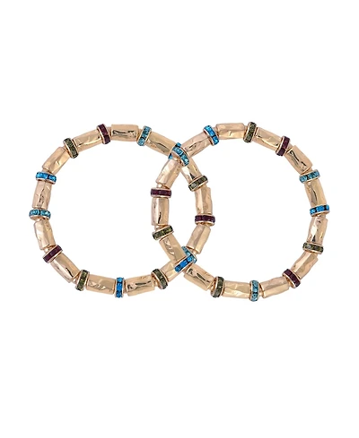 Rachel Rachel Roy Gold Tone 2 Piece Stretch Bracelet Set