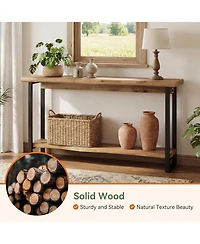Tribesigns Solid Wood Live-Edge Console Table for Entryway, Farmhouse 63-Inch Narrow Long Sofa Table Behind Couch