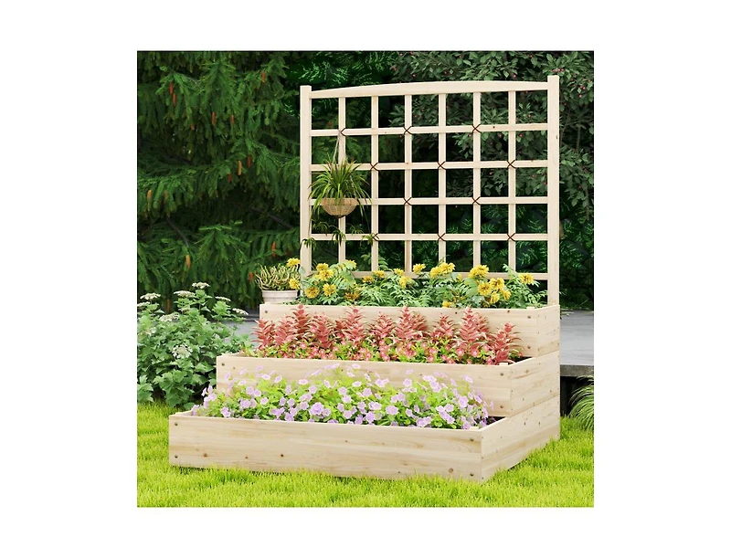 Slickblue 3-Tier Raised Garden Bed with Lattice Trellis