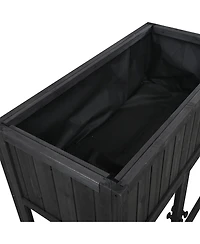sumyeg Patio 35.4"x17.7"x37.4" Mini Wood Cold Frame 2 Doors Garden Greenhouse with Wheels,Raised Bed Liner