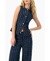 Ivonne Women's Denim Vest with Front Buttons