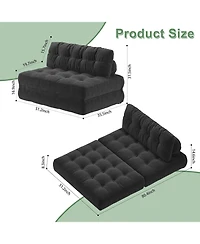 gaomon Folding Sofa Bed, Futon Sofa Bed, Floor Folding Couch for Living Room, Convertible Sleeper Chair with Pillow Foldable Mattress Back Support