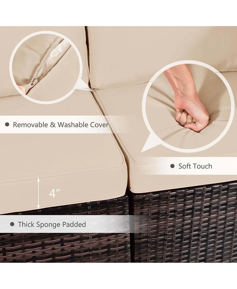 Gymax Set of 7 Patio Furniture w/ 35'' Propane Gas Fire Pit Table & Waterproof Cover