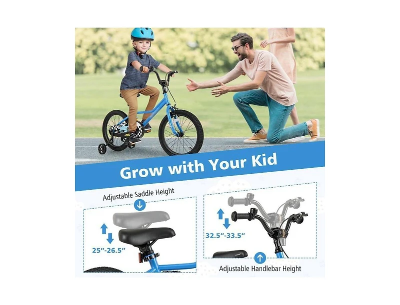 Hongge 18 Inch Kids Bike with Removable Training Wheels for 4-8 Years Old
