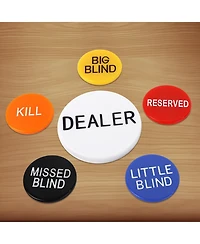 Gse Games & Sports Expert Set of 6 Professional Little Blind, Big Blind, Missed Blind, Kill, Reserved, Dealer Puck Buttons