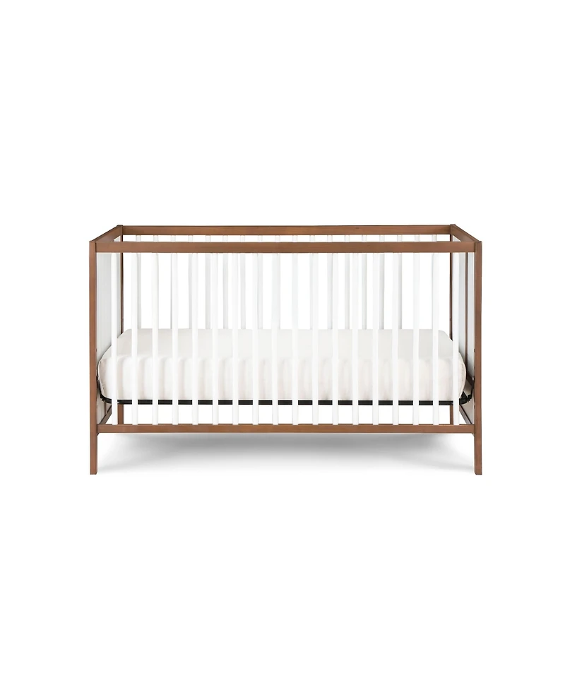 flynama 3in1 Convertible Crib with Solid End Panels Geometric Lines Solid Wood Three Adjustable Mattress Heights for Baby Nursery