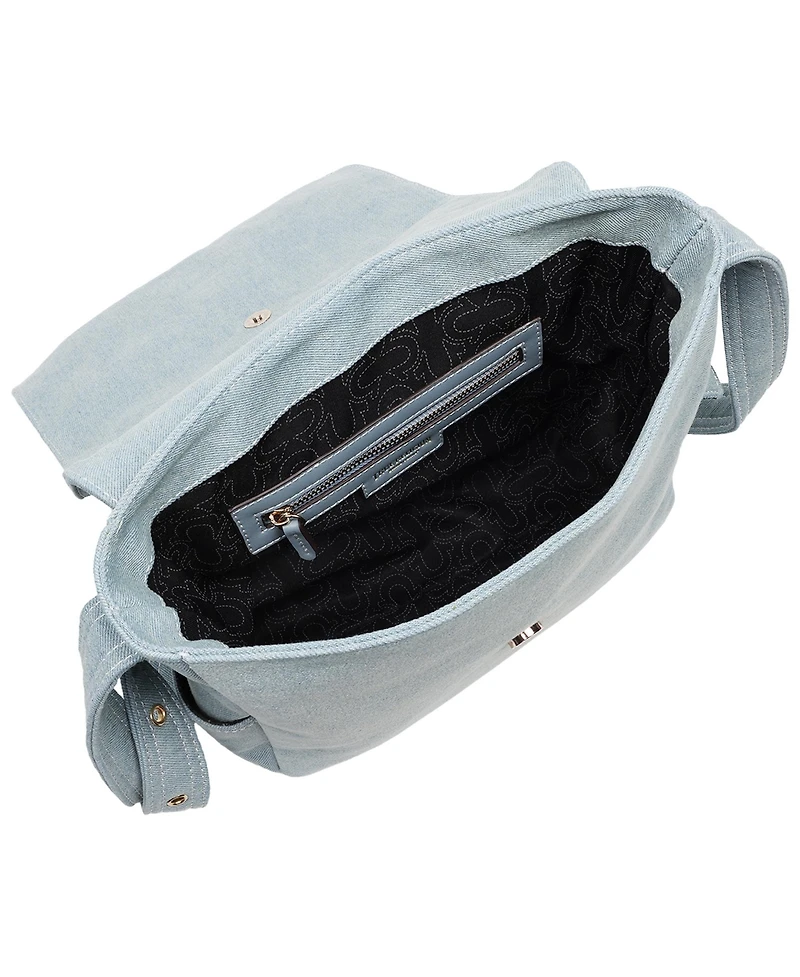 True Religion Multi Patch Denim Messenger Bag