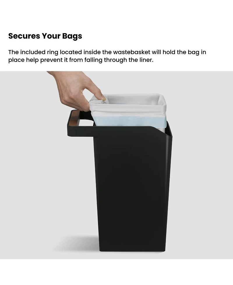 Home Zone Living 2-Pack 2 Gallon Small Square Trash Cans with Open Top and Handle