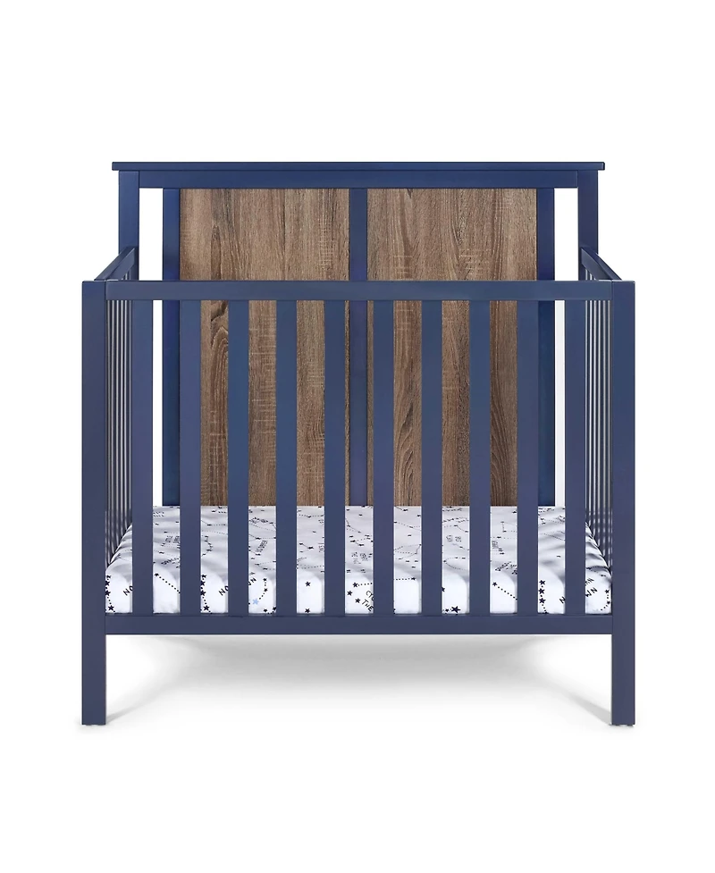 flynama Midnight Blue & Vintage Walnut 3in1 Mini Crib