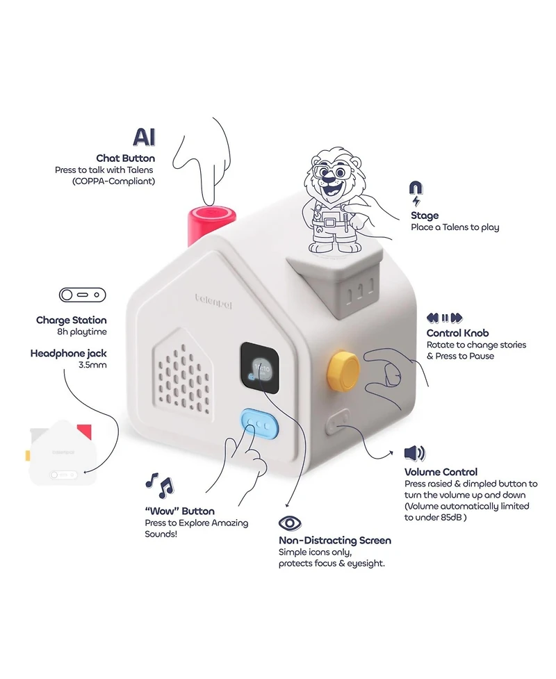 TalenPal Lion Family Ai Storyteller Set - Premium Toddlers Educational Toy & Screen-Free Interactive Bedtime Robot