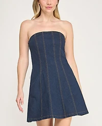 Rare Women's Denim Strapless Mini Dress
