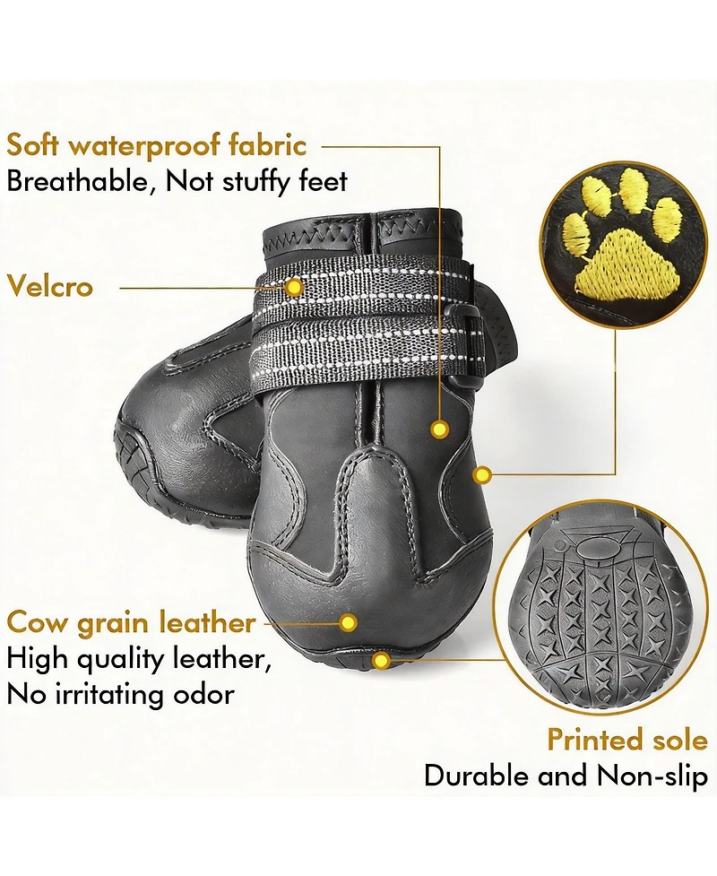 Anti-Slip Dog Boots for Large Breeds with Reflective Straps