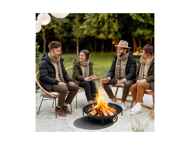 Slickblue 24 Inch Heavy Duty Metal Fire Pit Bowl with Handles, Wood Burning