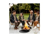 Slickblue 24 Inch Heavy Duty Metal Fire Pit Bowl with Handles, Wood Burning