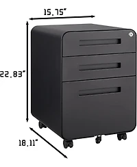 gaomon 3-Drawer Mobile File Cabinet with Lock