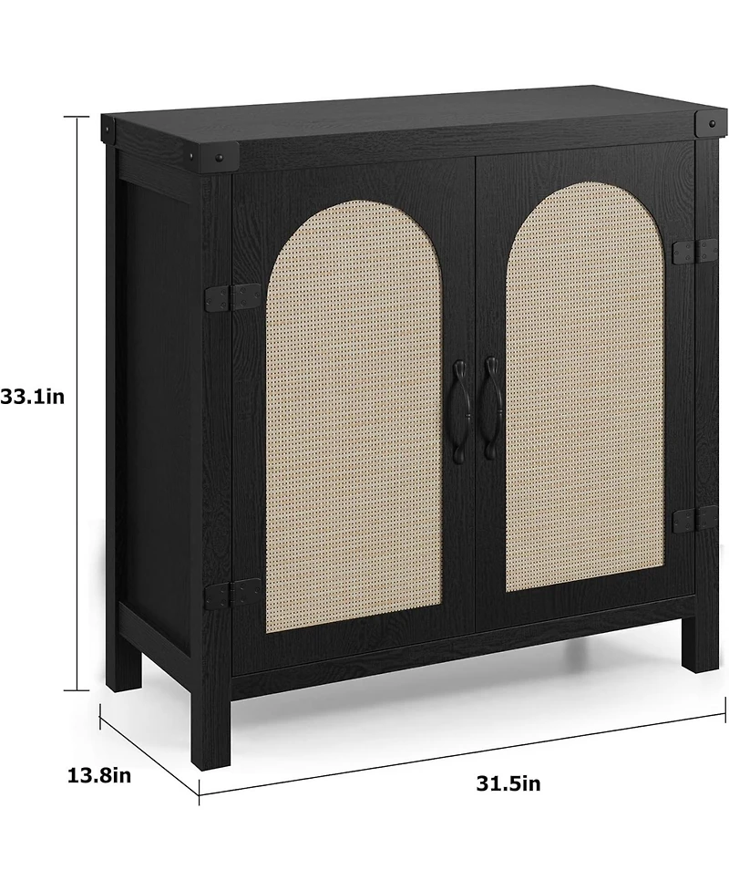 gaomon Rattan Sideboard Buffet Cabinet, Farmhouse Boho Coffee Bar Storage Console for Dining Room or Hallway