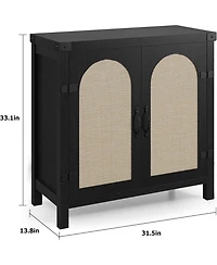 gaomon Rattan Sideboard Buffet Cabinet, Farmhouse Boho Coffee Bar Storage Console for Dining Room or Hallway