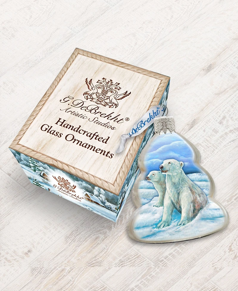 Designocracy Polar Bears Family Mercury Holiday Ornament
