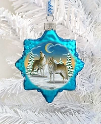 Designocracy Wolves in the Winter Moon Mercury Holiday Ornament