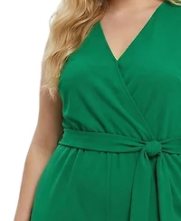 Ny Collection Plus Sleeveless Belted Jumpsuit
