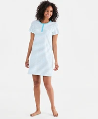 Charter Club Women's Cotton Essential Short-Sleeve Henley Sleepshirt, Macy's Exclusive